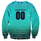 Personalised Australia Matildas Sweatshirt Tillies Aboriginal Simple Turquoise