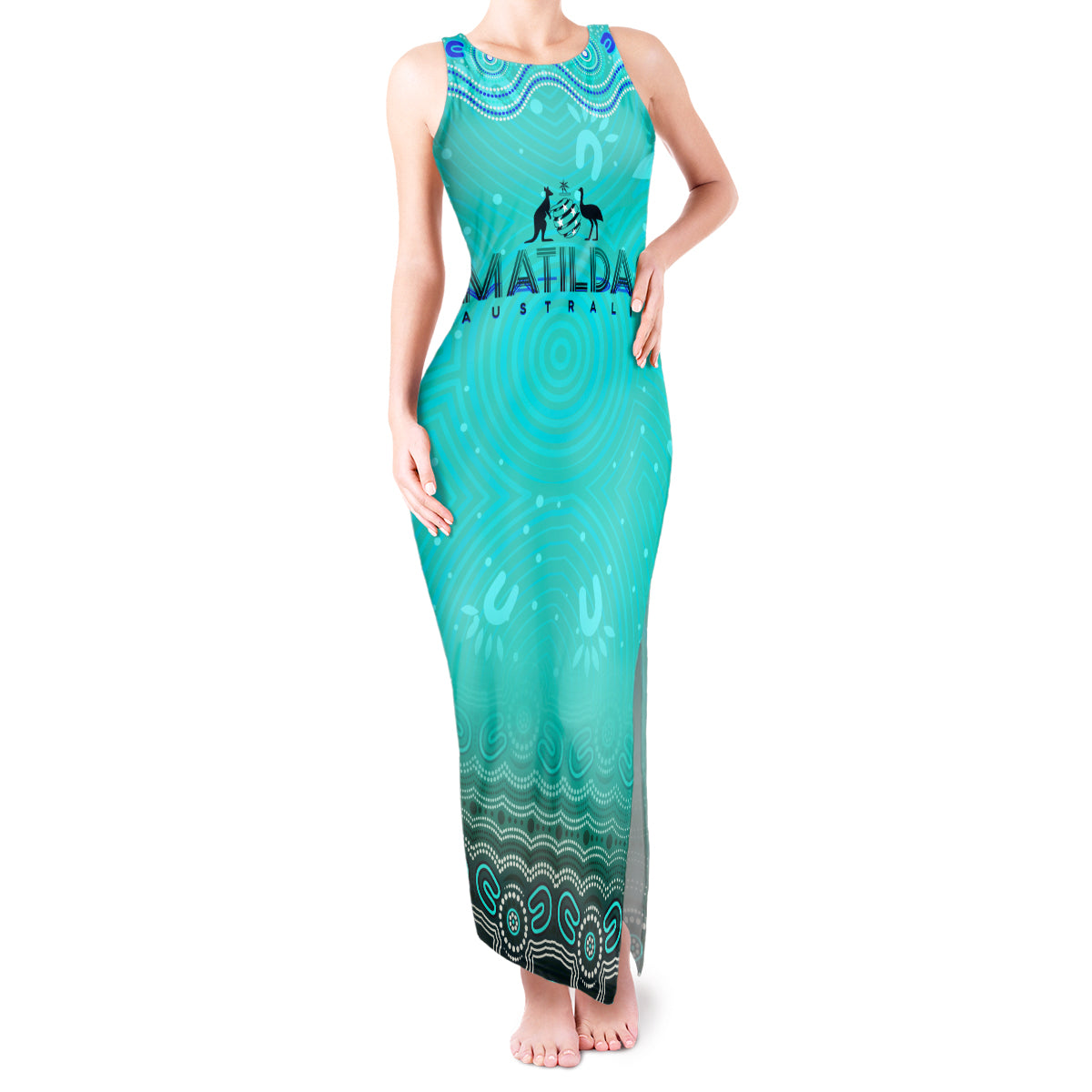 Personalised Australia Matildas Tank Maxi Dress Tillies Aboriginal Simple Turquoise