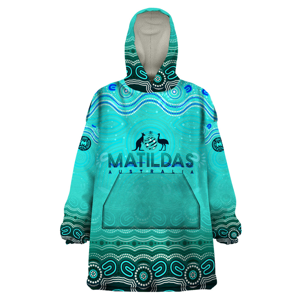 Personalised Australia Matildas Wearable Blanket Hoodie Tillies Aboriginal Simple Turquoise