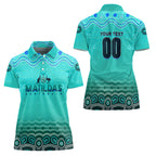 Personalised Australia Matildas Women Polo Shirt Tillies Aboriginal Simple Turquoise