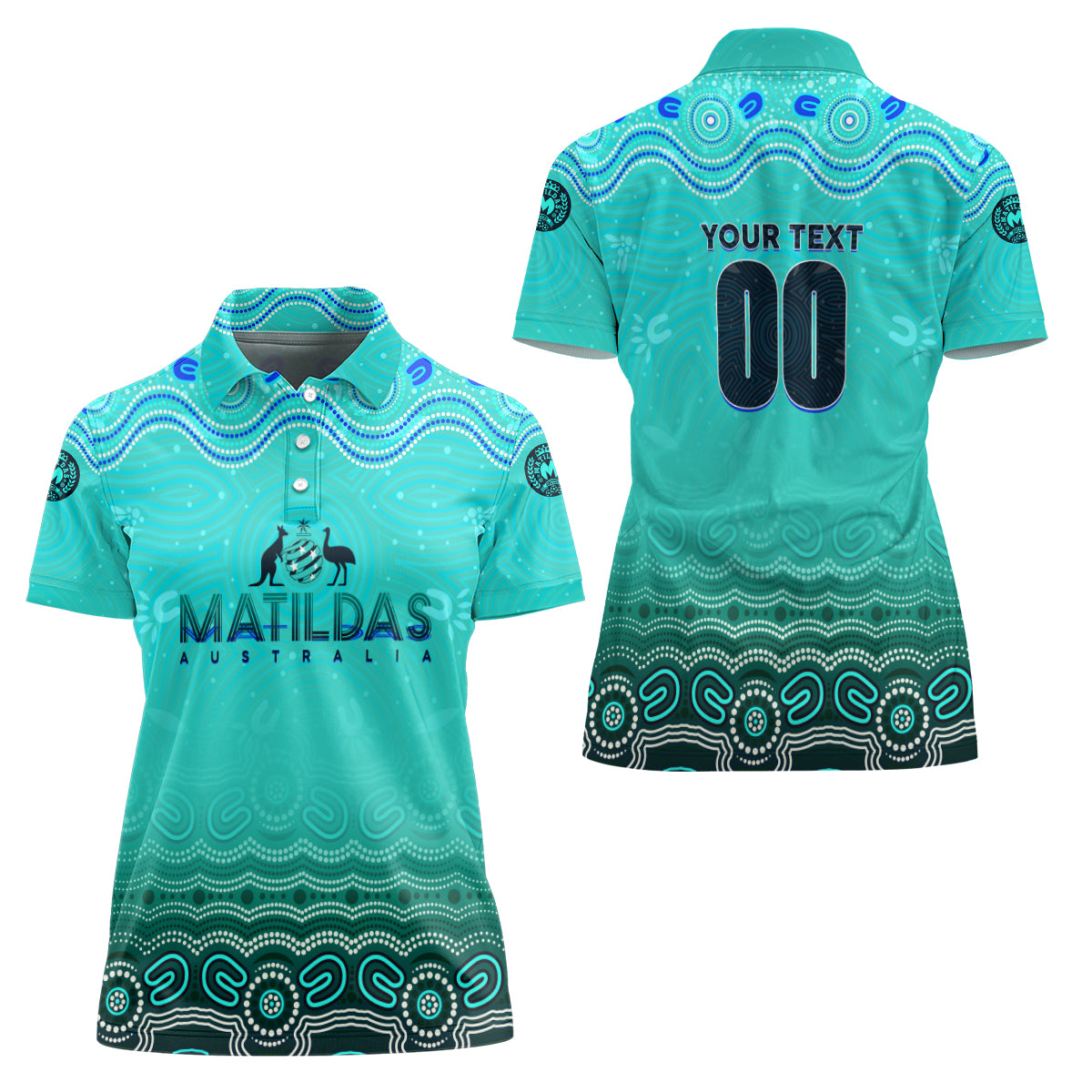 Personalised Australia Matildas Women Polo Shirt Tillies Aboriginal Simple Turquoise