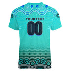 Personalised Australia Matildas Women V-Neck T-Shirt Tillies Aboriginal Simple Turquoise