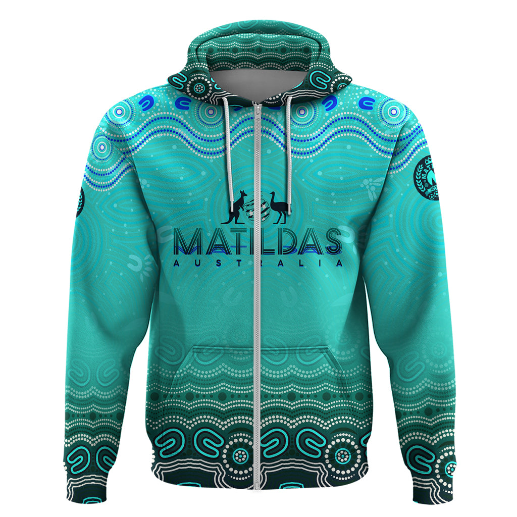 Personalised Australia Matildas Zip Hoodie Tillies Aboriginal Simple Turquoise