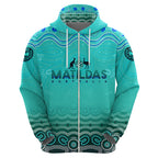 Personalised Australia Matildas Zip Hoodie Tillies Aboriginal Simple Turquoise