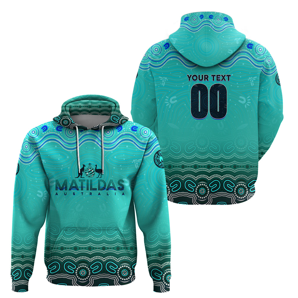 Personalised Australia Matildas Zip Hoodie Tillies Aboriginal Simple Turquoise