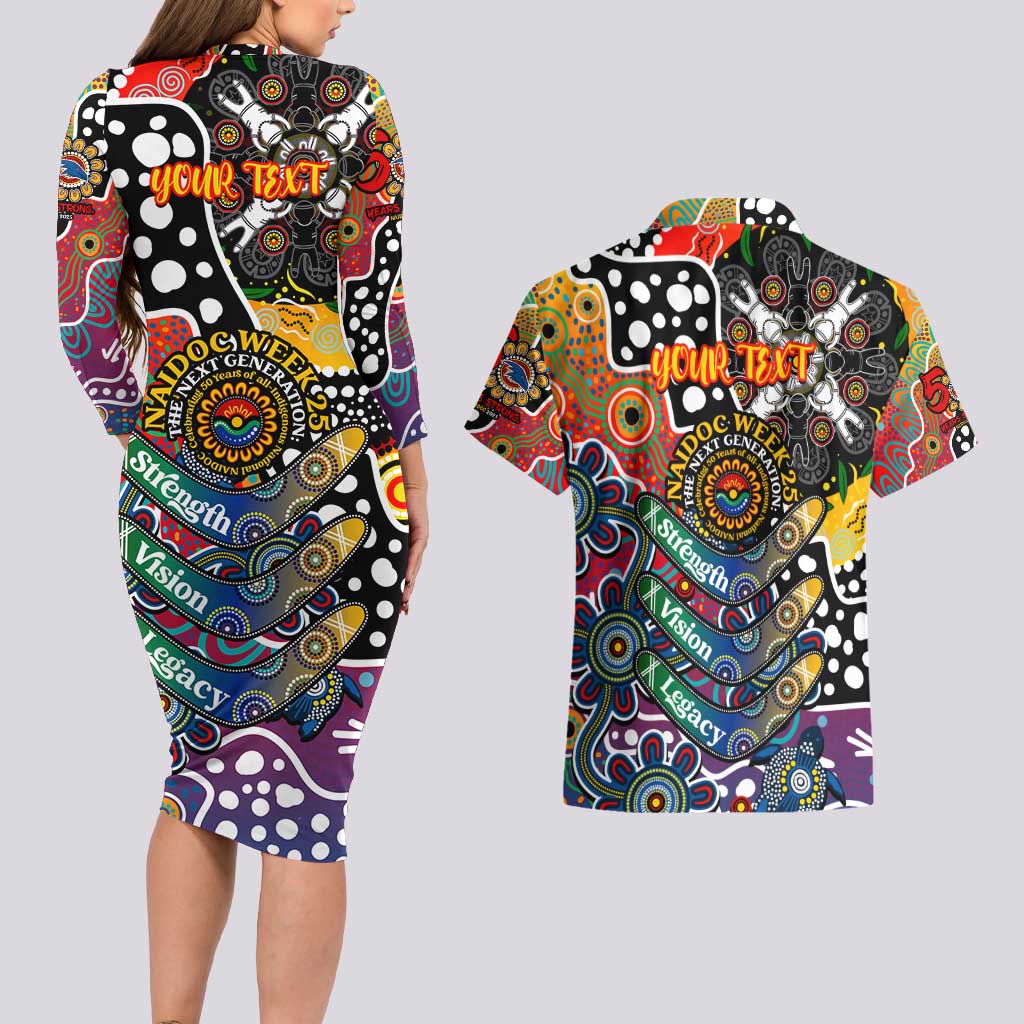 Personalised Crows AFL Celebrating 50 Years of Naidoc Couples Matching Long Sleeve Bodycon Dress and Hawaiian Shirt NAIDOC Week 2025 Aboriginal