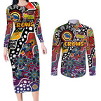 Personalised Crows AFL Celebrating 50 Years of Naidoc Couples Matching Long Sleeve Bodycon Dress and Long Sleeve Button Shirt NAIDOC Week 2025 Aboriginal
