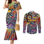 Personalised Crows AFL Celebrating 50 Years of Naidoc Couples Matching Mermaid Dress and Long Sleeve Button Shirt NAIDOC Week 2025 Aboriginal