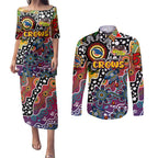 Personalised Crows AFL Celebrating 50 Years of Naidoc Couples Matching Puletasi and Long Sleeve Button Shirt NAIDOC Week 2025 Aboriginal