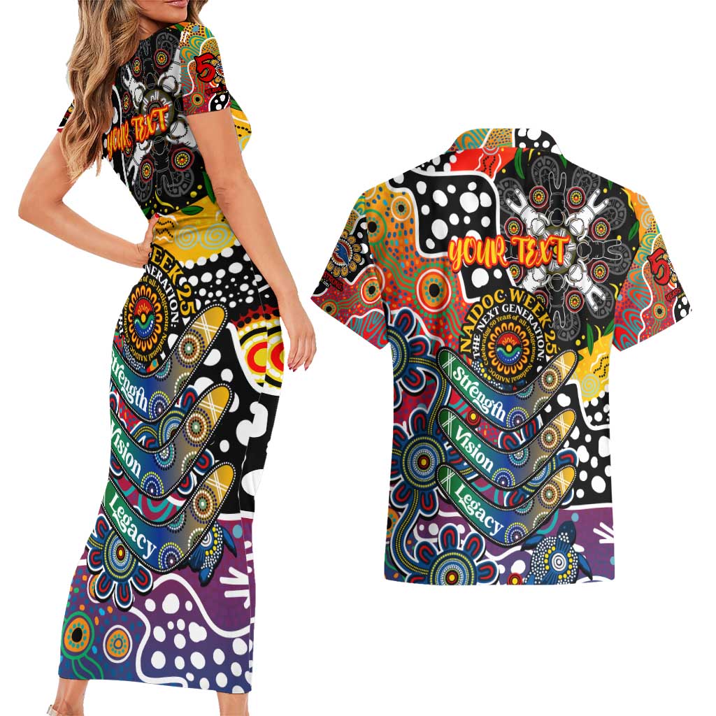 Personalised Crows AFL Celebrating 50 Years of Naidoc Couples Matching Short Sleeve Bodycon Dress and Hawaiian Shirt NAIDOC Week 2025 Aboriginal