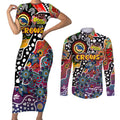 Personalised Crows AFL Celebrating 50 Years of Naidoc Couples Matching Short Sleeve Bodycon Dress and Long Sleeve Button Shirt NAIDOC Week 2025 Aboriginal