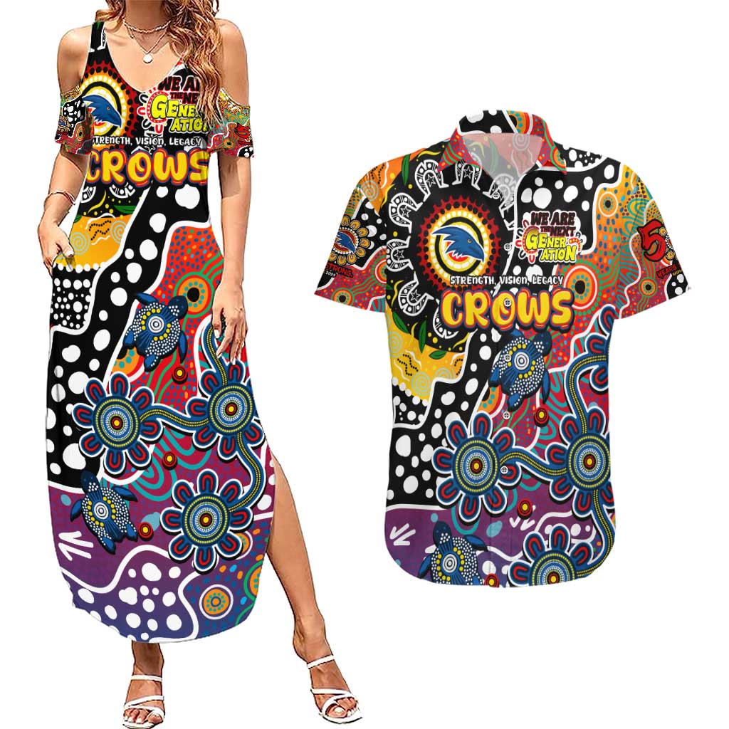 Personalised Crows AFL Celebrating 50 Years of Naidoc Couples Matching Summer Maxi Dress and Hawaiian Shirt NAIDOC Week 2025 Aboriginal