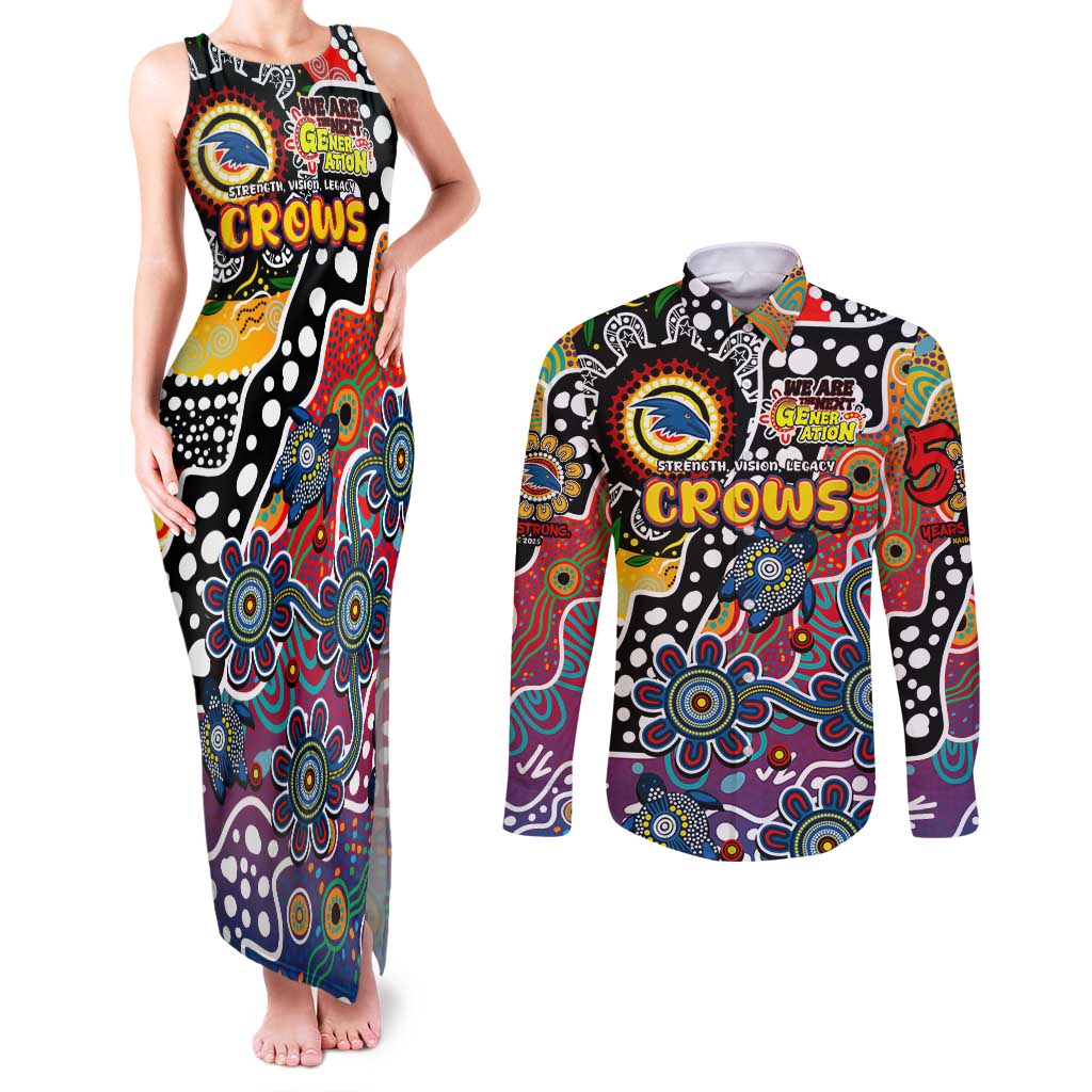 Personalised Crows AFL Celebrating 50 Years of Naidoc Couples Matching Tank Maxi Dress and Long Sleeve Button Shirt NAIDOC Week 2025 Aboriginal