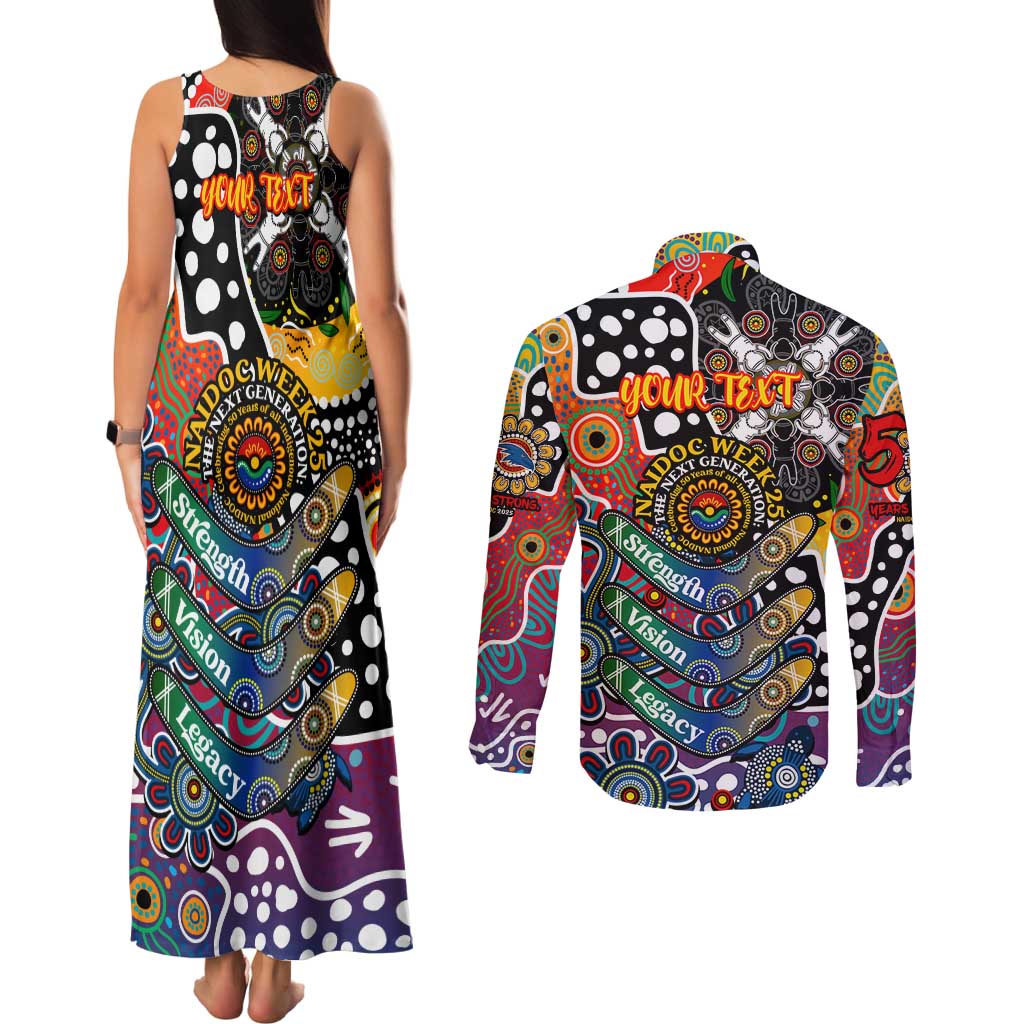 Personalised Crows AFL Celebrating 50 Years of Naidoc Couples Matching Tank Maxi Dress and Long Sleeve Button Shirt NAIDOC Week 2025 Aboriginal