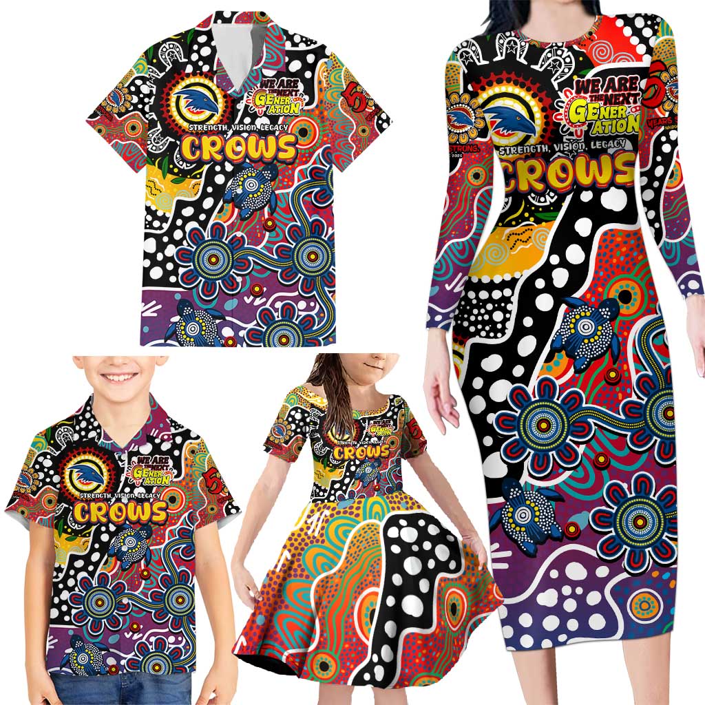 Personalised Crows AFL Celebrating 50 Years of Naidoc Family Matching Long Sleeve Bodycon Dress and Hawaiian Shirt NAIDOC Week 2025 Aboriginal