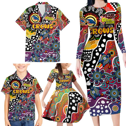 Personalised Crows AFL Celebrating 50 Years of Naidoc Family Matching Long Sleeve Bodycon Dress and Hawaiian Shirt NAIDOC Week 2025 Aboriginal