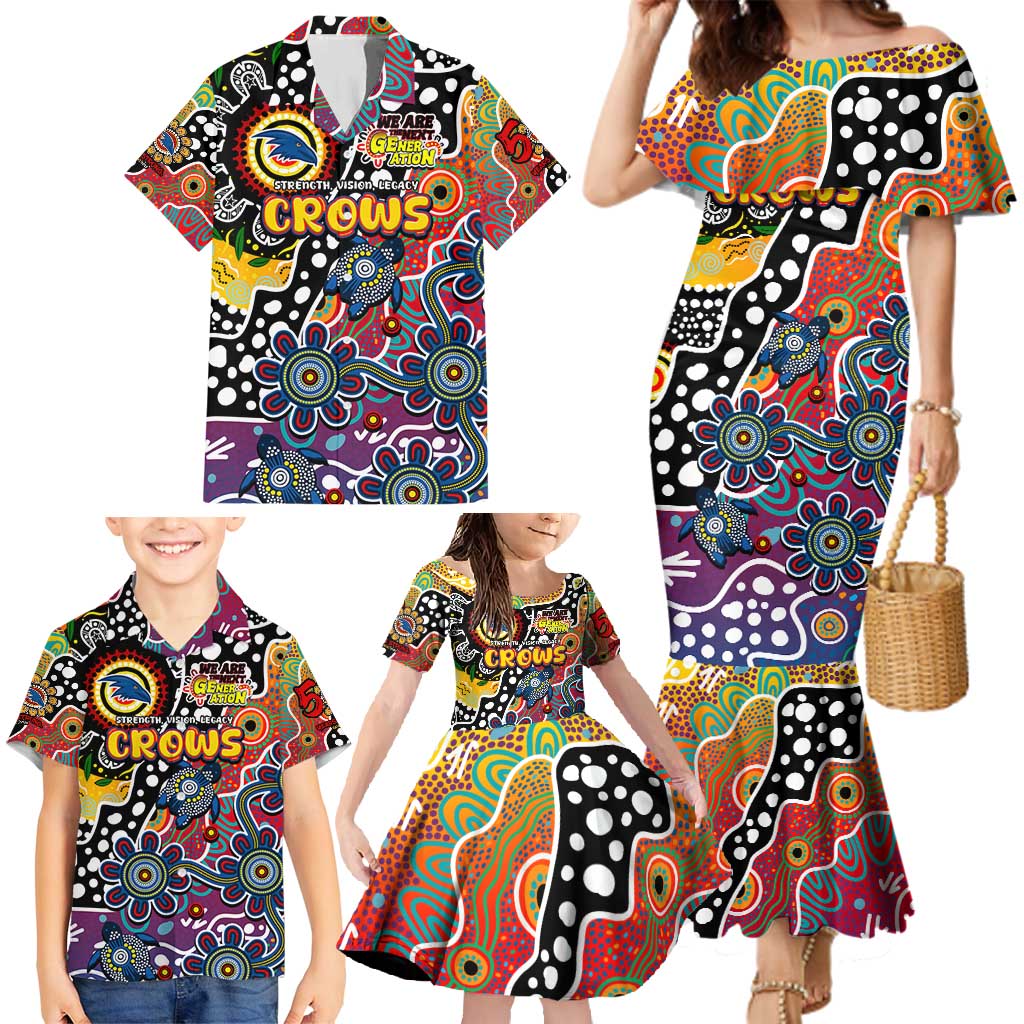 Personalised Crows AFL Celebrating 50 Years of Naidoc Family Matching Mermaid Dress and Hawaiian Shirt NAIDOC Week 2025 Aboriginal