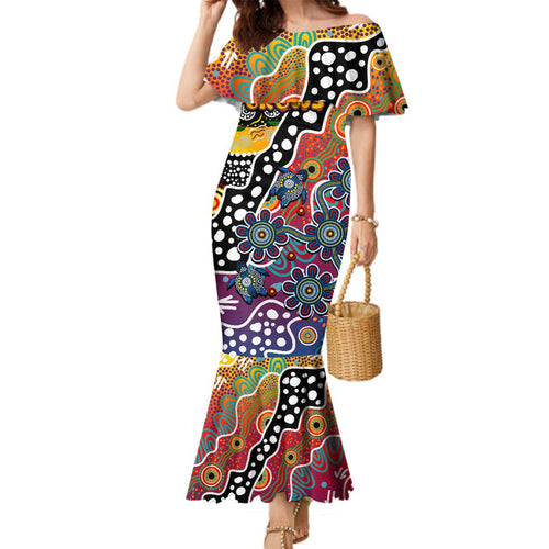 Personalised Crows AFL Celebrating 50 Years of Naidoc Family Matching Mermaid Dress and Hawaiian Shirt NAIDOC Week 2025 Aboriginal