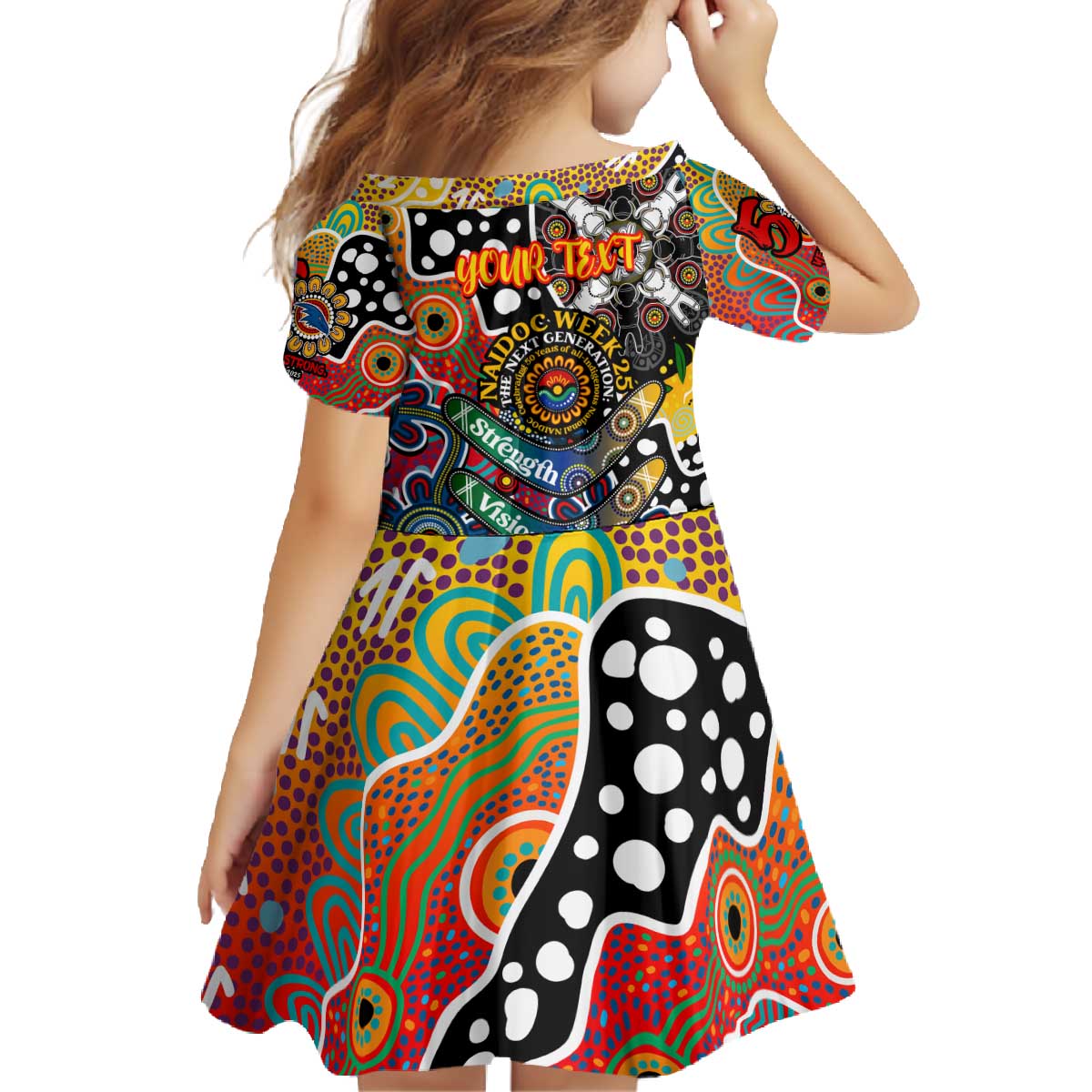 Personalised Crows AFL Celebrating 50 Years of Naidoc Family Matching Off The Shoulder Long Sleeve Dress and Hawaiian Shirt NAIDOC Week 2025 Aboriginal