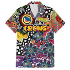 Personalised Crows AFL Celebrating 50 Years of Naidoc Family Matching Off The Shoulder Long Sleeve Dress and Hawaiian Shirt NAIDOC Week 2025 Aboriginal