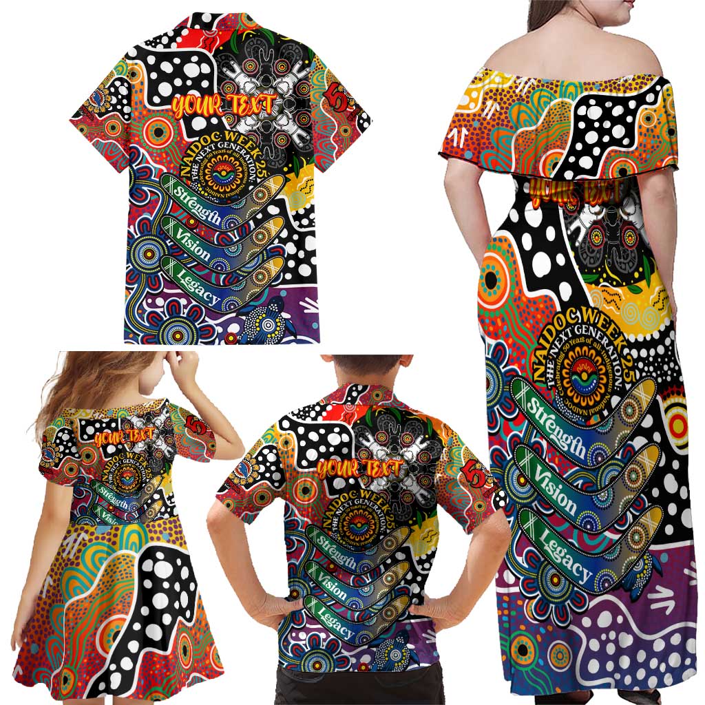 Personalised Crows AFL Celebrating 50 Years of Naidoc Family Matching Off Shoulder Maxi Dress and Hawaiian Shirt NAIDOC Week 2025 Aboriginal