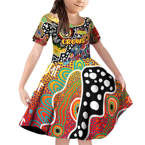 Personalised Crows AFL Celebrating 50 Years of Naidoc Family Matching Off Shoulder Short Dress and Hawaiian Shirt NAIDOC Week 2025 Aboriginal