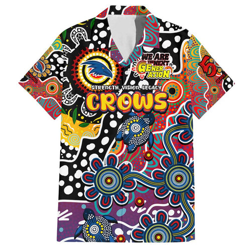 Personalised Crows AFL Celebrating 50 Years of Naidoc Family Matching Off Shoulder Short Dress and Hawaiian Shirt NAIDOC Week 2025 Aboriginal