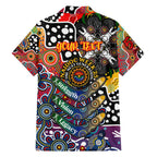 Personalised Crows AFL Celebrating 50 Years of Naidoc Family Matching Off Shoulder Short Dress and Hawaiian Shirt NAIDOC Week 2025 Aboriginal