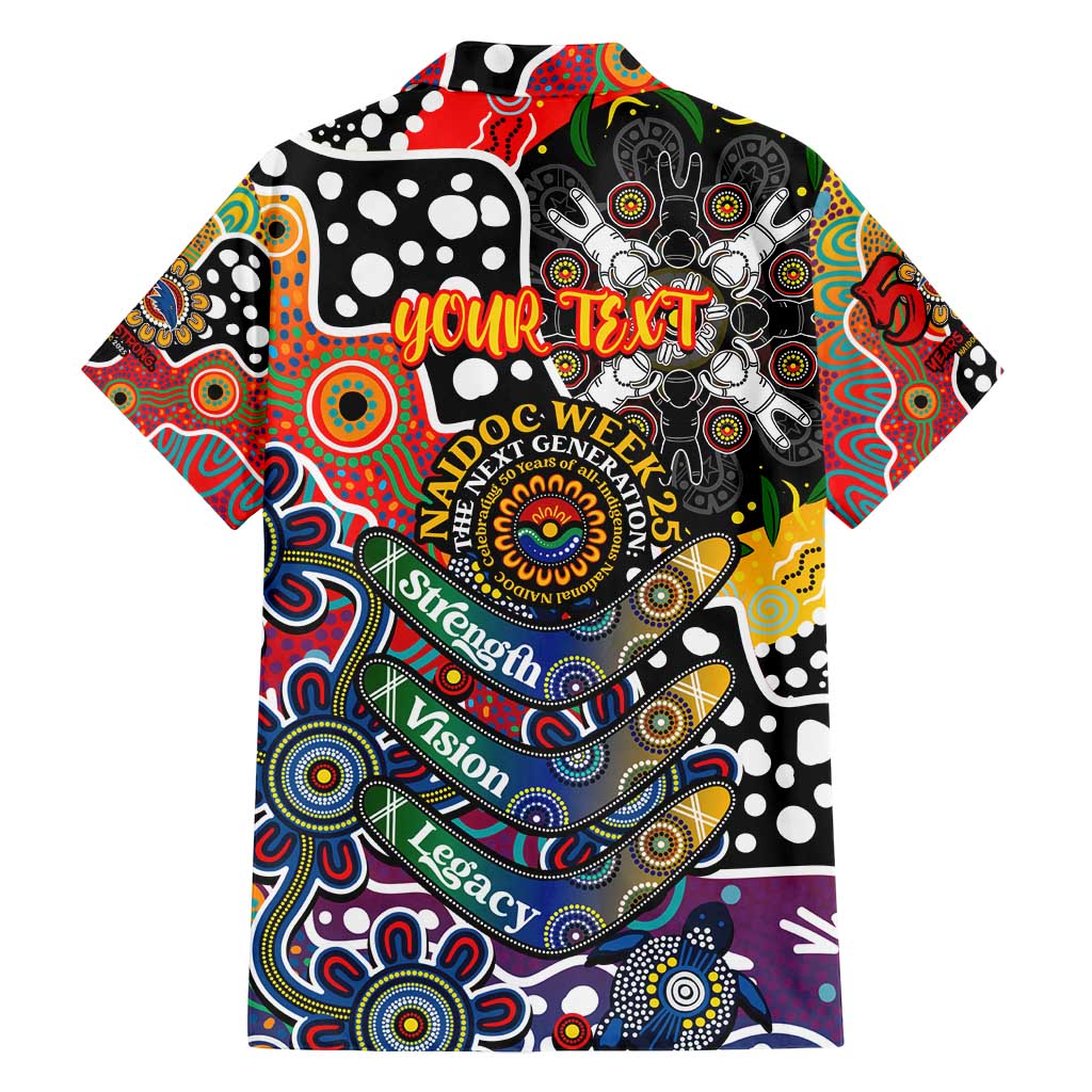 Personalised Crows AFL Celebrating 50 Years of Naidoc Family Matching Off Shoulder Short Dress and Hawaiian Shirt NAIDOC Week 2025 Aboriginal