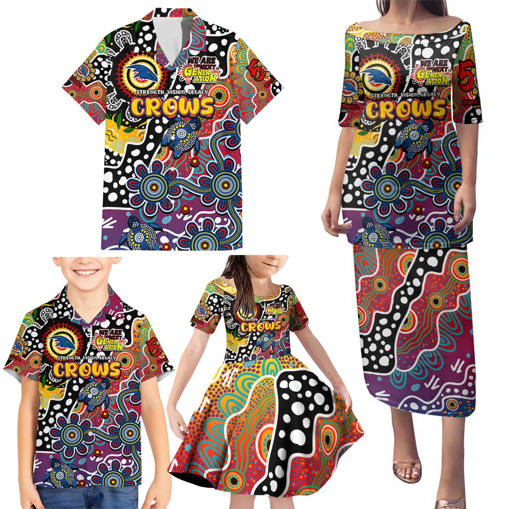 Personalised Crows AFL Celebrating 50 Years of Naidoc Family Matching Puletasi and Hawaiian Shirt NAIDOC Week 2025 Aboriginal