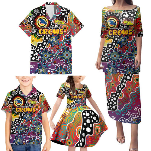 Personalised Crows AFL Celebrating 50 Years of Naidoc Family Matching Puletasi and Hawaiian Shirt NAIDOC Week 2025 Aboriginal
