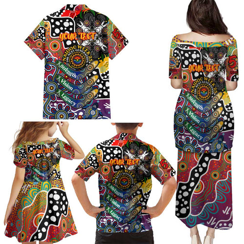 Personalised Crows AFL Celebrating 50 Years of Naidoc Family Matching Puletasi and Hawaiian Shirt NAIDOC Week 2025 Aboriginal