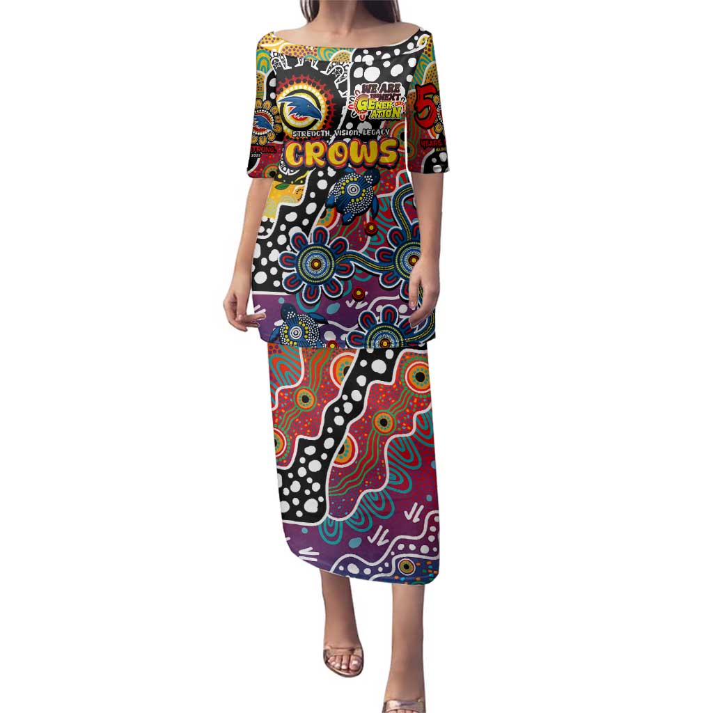Personalised Crows AFL Celebrating 50 Years of Naidoc Family Matching Puletasi and Hawaiian Shirt NAIDOC Week 2025 Aboriginal
