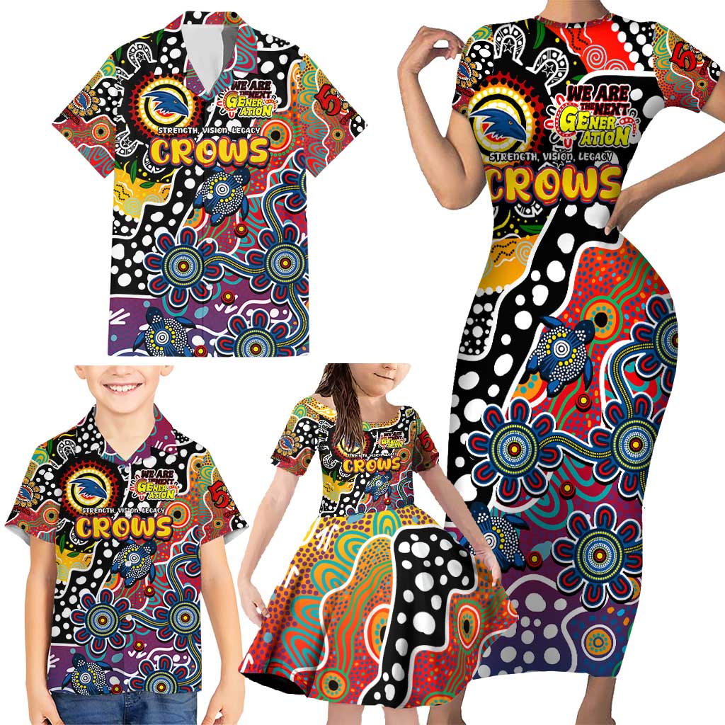 Personalised Crows AFL Celebrating 50 Years of Naidoc Family Matching Short Sleeve Bodycon Dress and Hawaiian Shirt NAIDOC Week 2025 Aboriginal