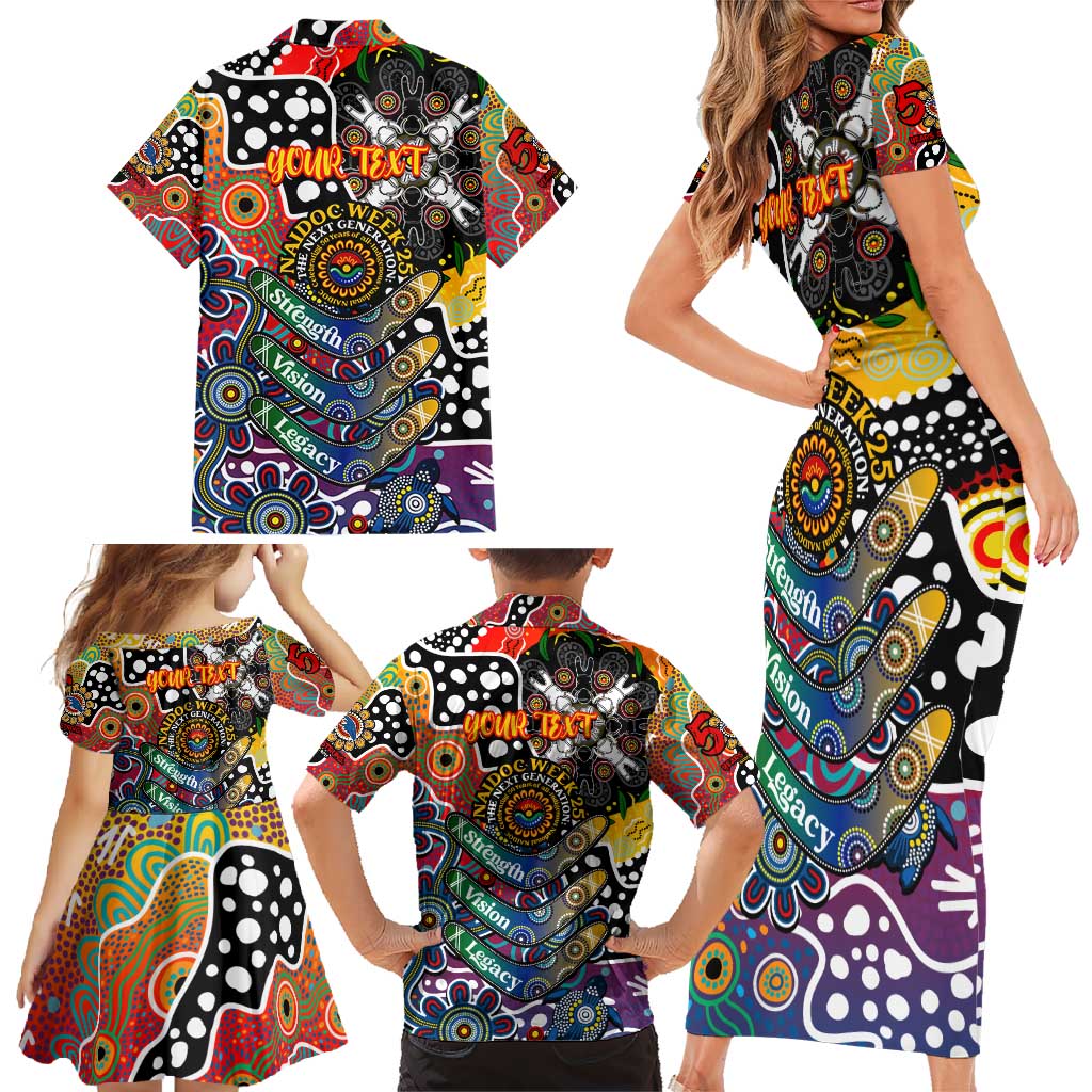 Personalised Crows AFL Celebrating 50 Years of Naidoc Family Matching Short Sleeve Bodycon Dress and Hawaiian Shirt NAIDOC Week 2025 Aboriginal