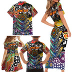 Personalised Crows AFL Celebrating 50 Years of Naidoc Family Matching Short Sleeve Bodycon Dress and Hawaiian Shirt NAIDOC Week 2025 Aboriginal