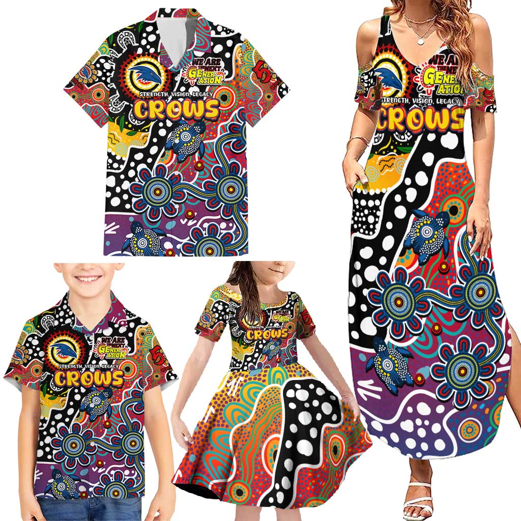 Personalised Crows AFL Celebrating 50 Years of Naidoc Family Matching Summer Maxi Dress and Hawaiian Shirt NAIDOC Week 2025 Aboriginal