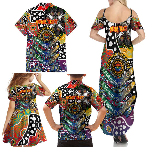 Personalised Crows AFL Celebrating 50 Years of Naidoc Family Matching Summer Maxi Dress and Hawaiian Shirt NAIDOC Week 2025 Aboriginal
