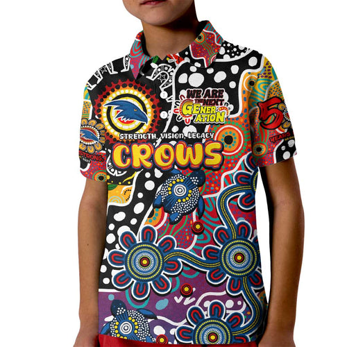 Personalised Crows AFL Celebrating 50 Years of Naidoc Kid Polo Shirt NAIDOC Week 2025 Aboriginal