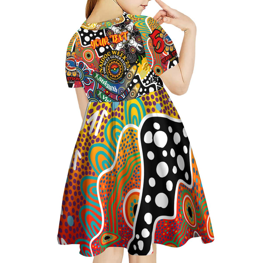 Personalised Crows AFL Celebrating 50 Years of Naidoc Kid Short Sleeve Dress NAIDOC Week 2025 Aboriginal