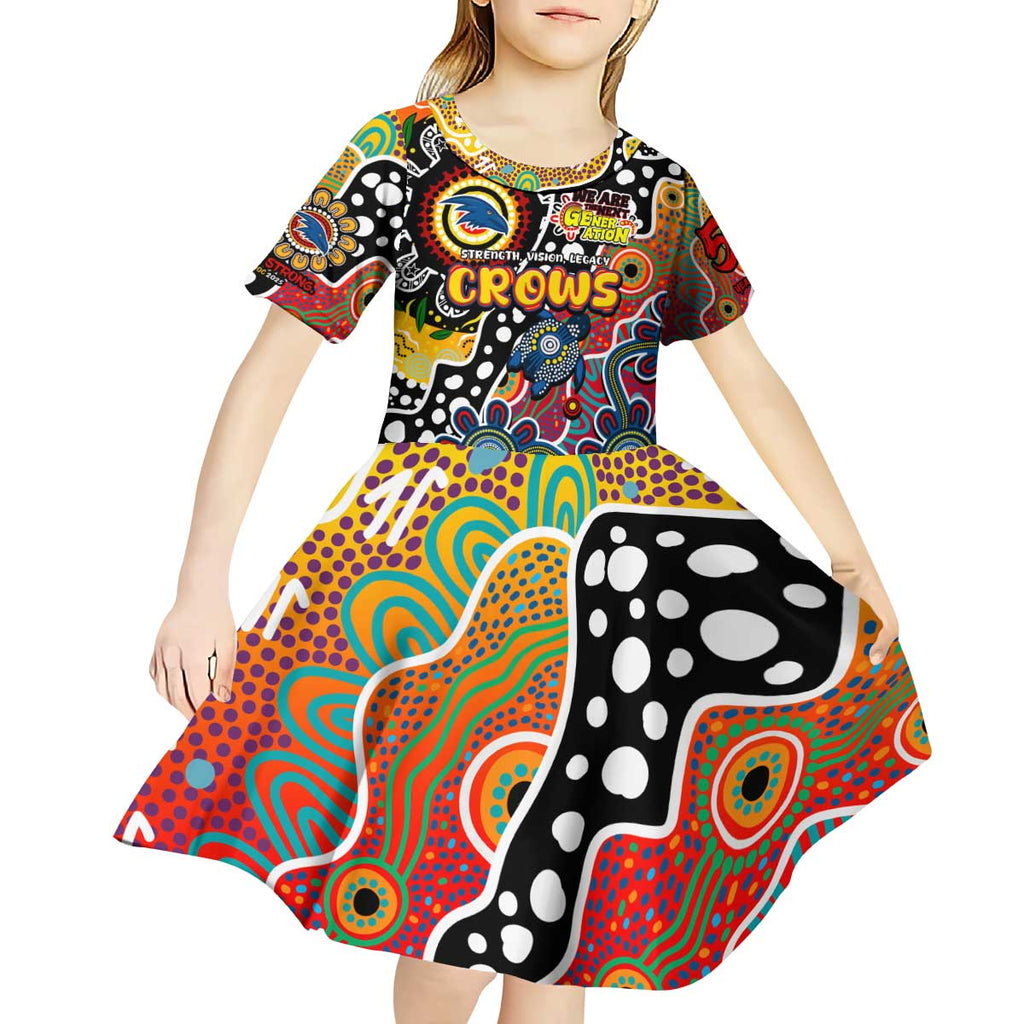 Personalised Crows AFL Celebrating 50 Years of Naidoc Kid Short Sleeve Dress NAIDOC Week 2025 Aboriginal