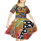 Personalised Crows AFL Celebrating 50 Years of Naidoc Kid Short Sleeve Dress NAIDOC Week 2025 Aboriginal