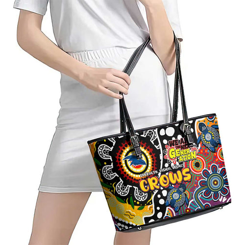 Crows AFL Celebrating 50 Years of Naidoc Leather Tote Bag NAIDOC Week 2025 Aboriginal