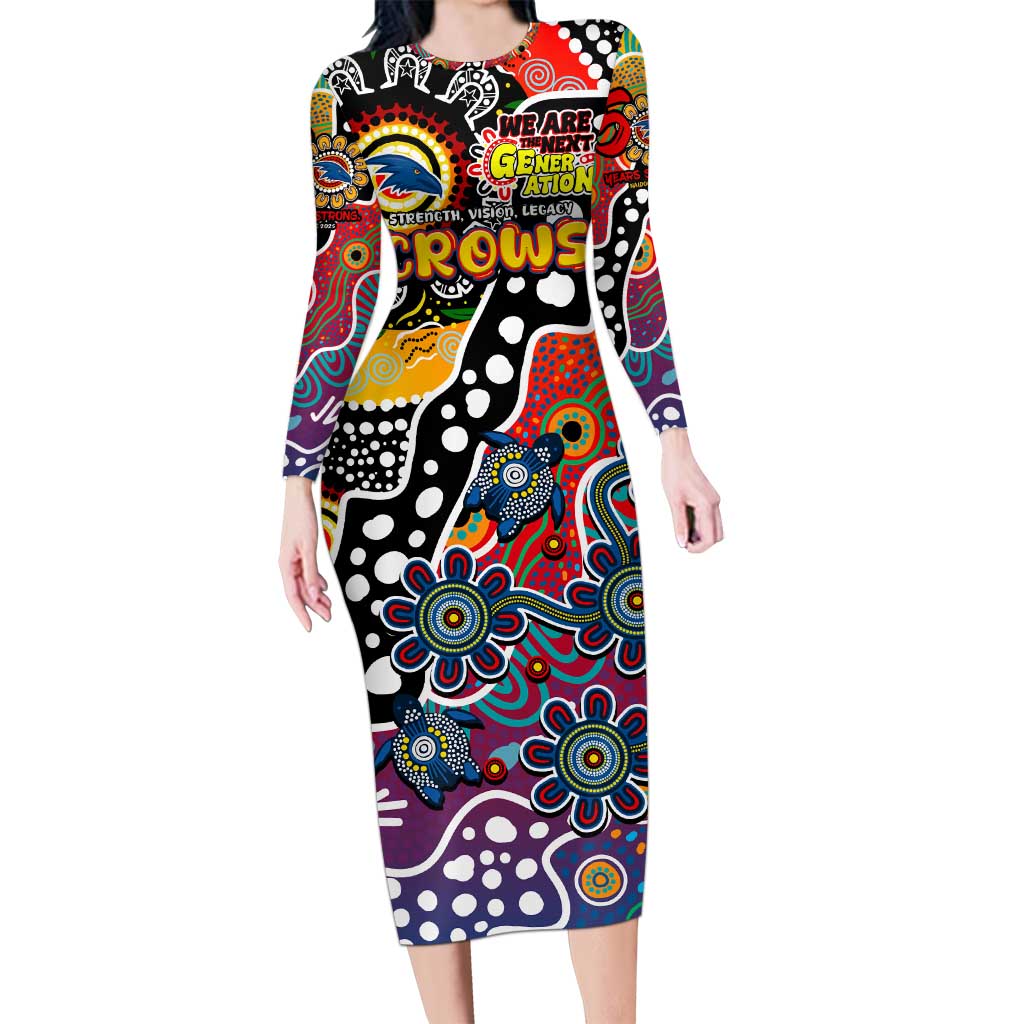 Personalised Crows AFL Celebrating 50 Years of Naidoc Long Sleeve Bodycon Dress NAIDOC Week 2025 Aboriginal