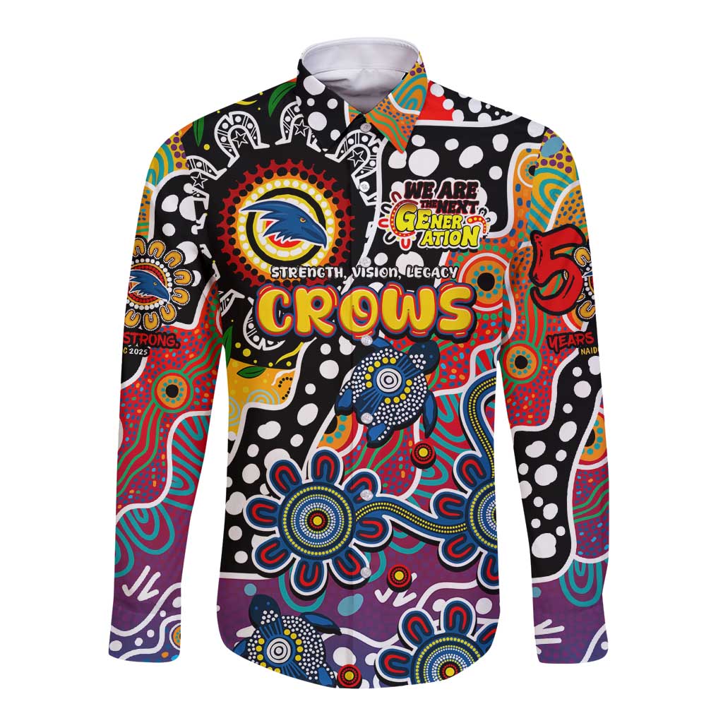Personalised Crows AFL Celebrating 50 Years of Naidoc Long Sleeve Button Shirt NAIDOC Week 2025 Aboriginal