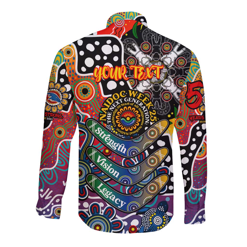 Personalised Crows AFL Celebrating 50 Years of Naidoc Long Sleeve Button Shirt NAIDOC Week 2025 Aboriginal