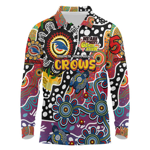 Personalised Crows AFL Celebrating 50 Years of Naidoc Long Sleeve Polo Shirt NAIDOC Week 2025 Aboriginal