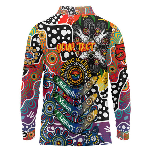 Personalised Crows AFL Celebrating 50 Years of Naidoc Long Sleeve Polo Shirt NAIDOC Week 2025 Aboriginal
