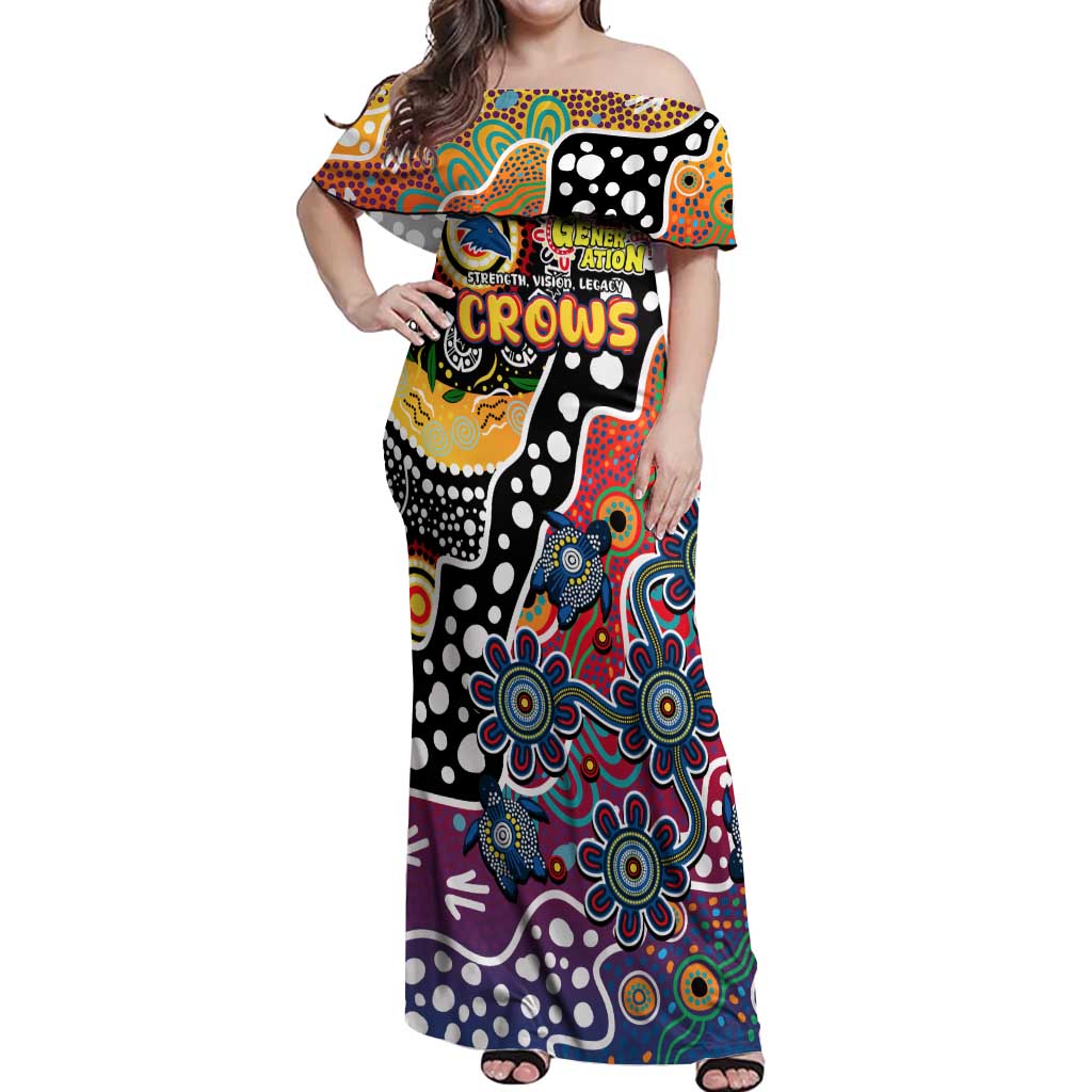 Personalised Crows AFL Celebrating 50 Years of Naidoc Off Shoulder Maxi Dress NAIDOC Week 2025 Aboriginal