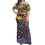 Personalised Crows AFL Celebrating 50 Years of Naidoc Off Shoulder Maxi Dress NAIDOC Week 2025 Aboriginal
